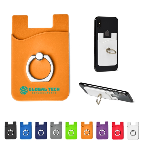 Silicone Card Holder With Metal Ring Phone Stand - Silicone Card Holder With Metal Ring Phone Stand - Image 0 of 11