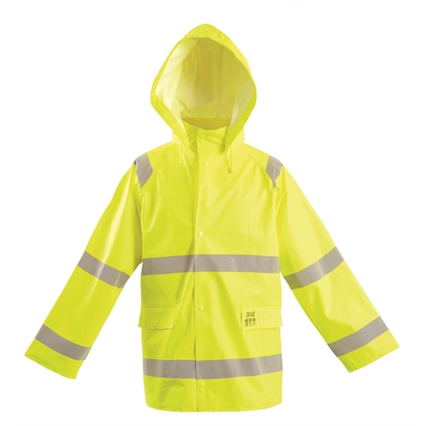 Occunomix® Flame Resistant Hi-Vis Rain Jacket. - Occunomix® Flame Resistant Hi-Vis Rain Jacket. - Image 1 of 2