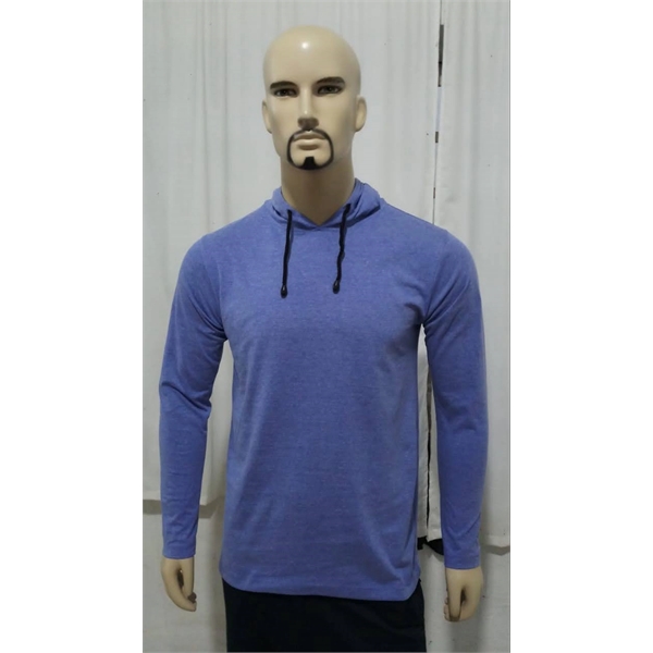 Hoodie Tee 100% Polyester Long Sleeve - Hoodie Tee 100% Polyester Long Sleeve - Image 1 of 1