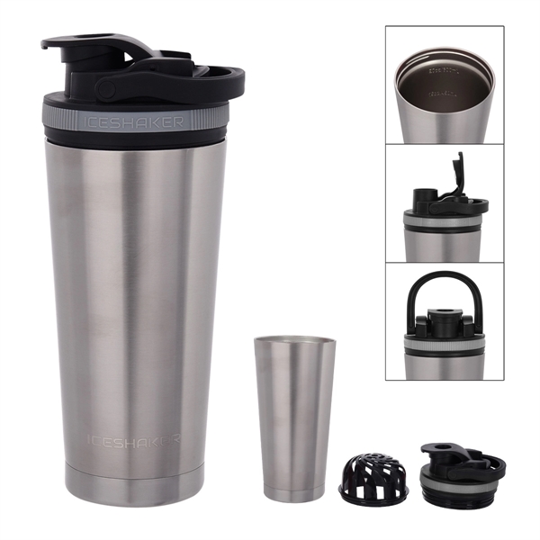  Ice Shaker 26 Oz Tumbler, Insulated Water Bottle with Straw,  Stainless Steel Water Bottle, As Seen on Shark Tank, Water Bottle with  Straw, Army : Home & Kitchen