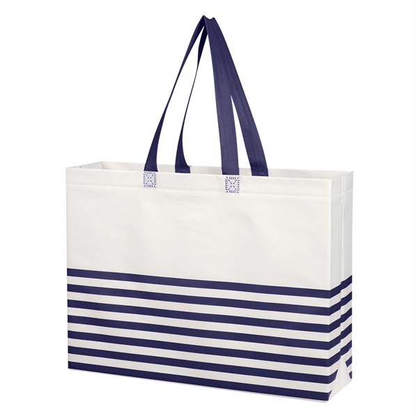 Non-Woven Horizontal Stripe Tote Bag - Non-Woven Horizontal Stripe Tote Bag - Image 25 of 34