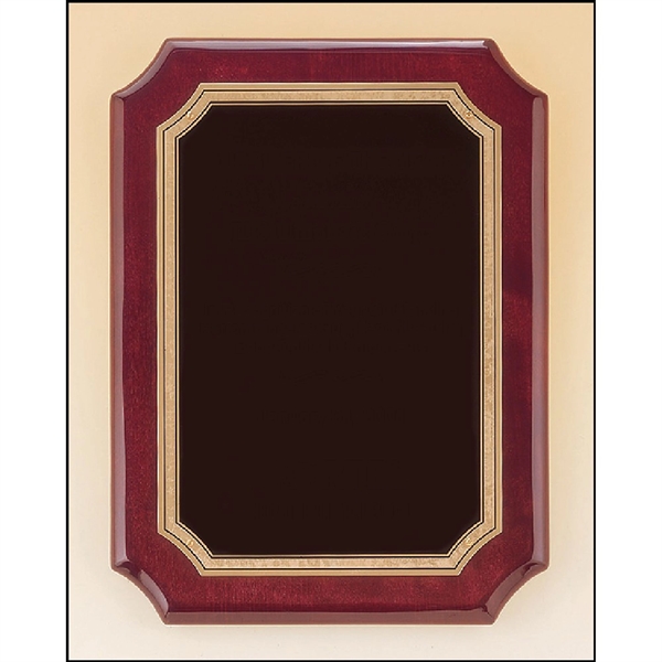 Rosewood Piano Finish Plaque with Brass Plate - Rosewood Piano Finish Plaque with Brass Plate - Image 1 of 1