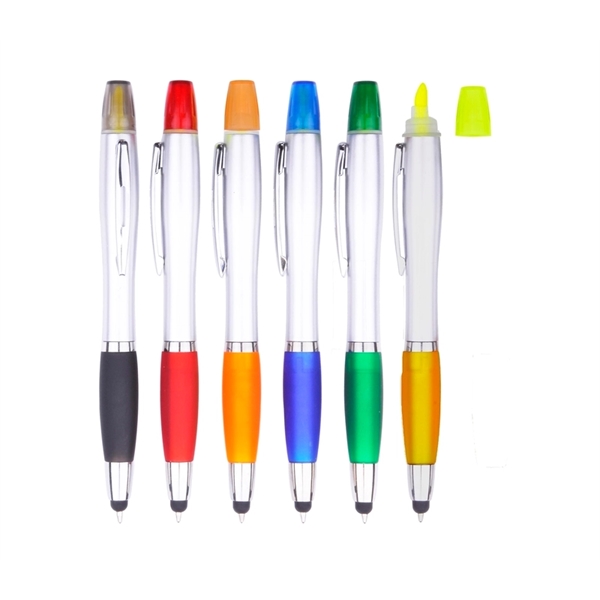 3-in-1 Pen with Highlighter and Stylus - 3-in-1 Pen with Highlighter and Stylus - Image 1 of 3