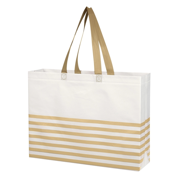 Non-Woven Horizontal Stripe Tote Bag - Non-Woven Horizontal Stripe Tote Bag - Image 24 of 34