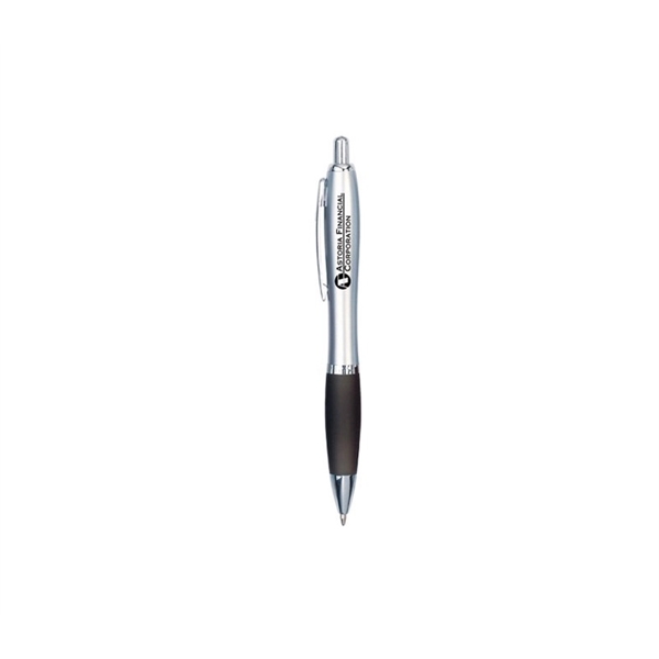 Silver Barrel Pen with Rubber Grip - Silver Barrel Pen with Rubber Grip - Image 1 of 6