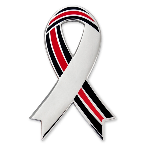 Thin Red Line Ribbon Lapel Pin - Engravable - Thin Red Line Ribbon Lapel Pin - Engravable - Image 2 of 3