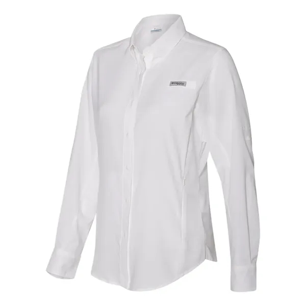 Columbia Women's PFG Tamiami II Long Sleeve Shirt, White Cap Blue / 2x