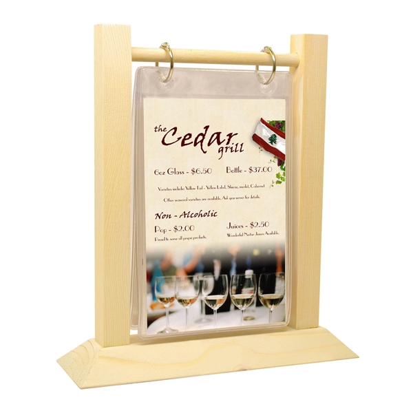 Wood Table Tent With One Clear Vinyl Page Protector - Wood Table Tent With One Clear Vinyl Page Protector - Image 2 of 5