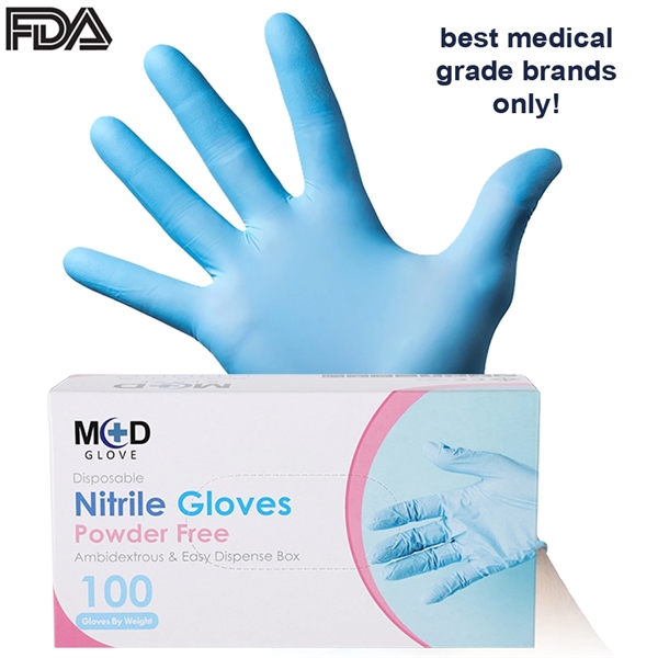 Powder-Free Nitrile Gloves  - PACK OF 100 - FDA Certified - Powder-Free Nitrile Gloves  - PACK OF 100 - FDA Certified - Image 0 of 6