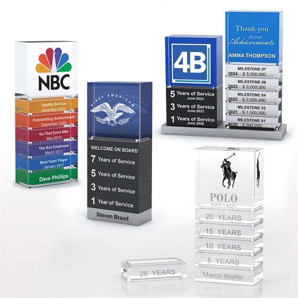 Stackable Clear Acrylic Bar Milestone Awards - Stackable Clear Acrylic Bar Milestone Awards - Image 1 of 4