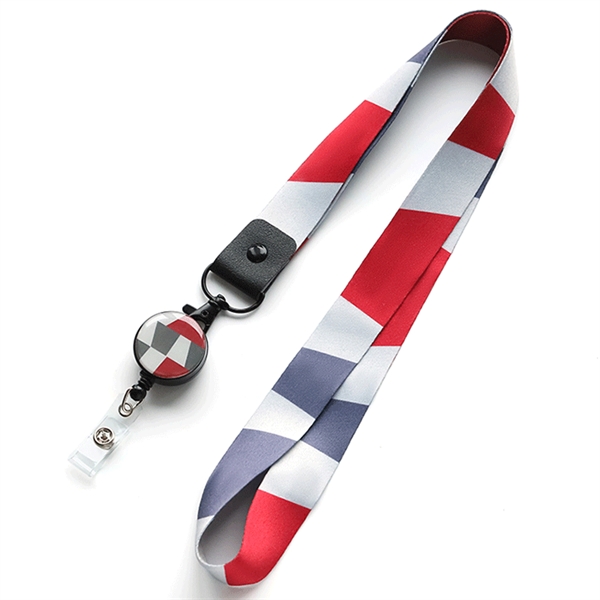 Lanyard with Round Retractable Badge Holder - Lanyard with Round Retractable Badge Holder - Image 1 of 3