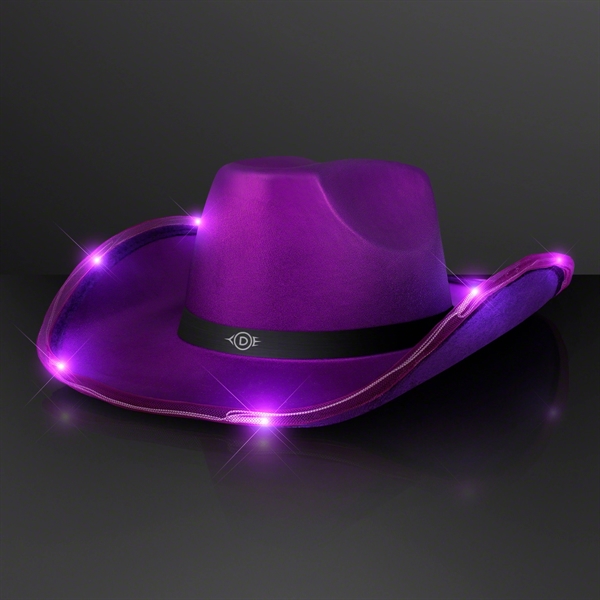 Deluxe Shiny Light Up Cowboy Hat with Black Band - Deluxe Shiny Light Up Cowboy Hat with Black Band - Image 1 of 12
