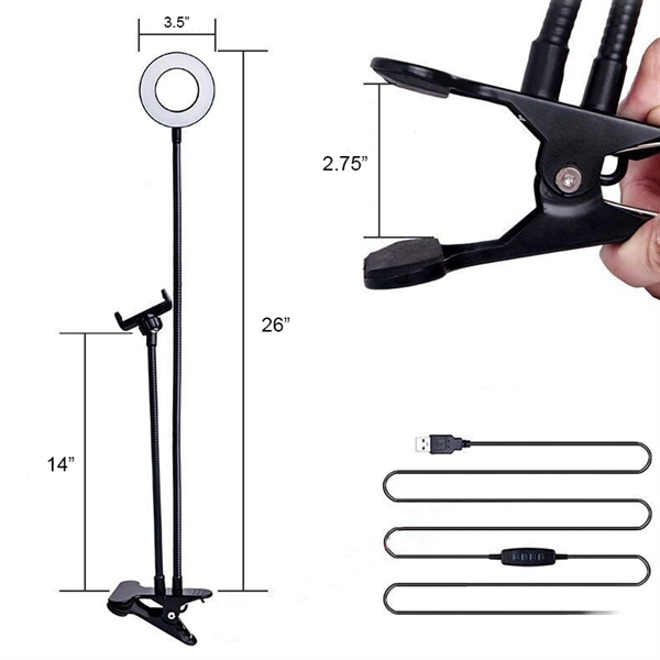 3.5" Desktop Selfie Ring Light with Stand - 3.5" Desktop Selfie Ring Light with Stand - Image 1 of 2