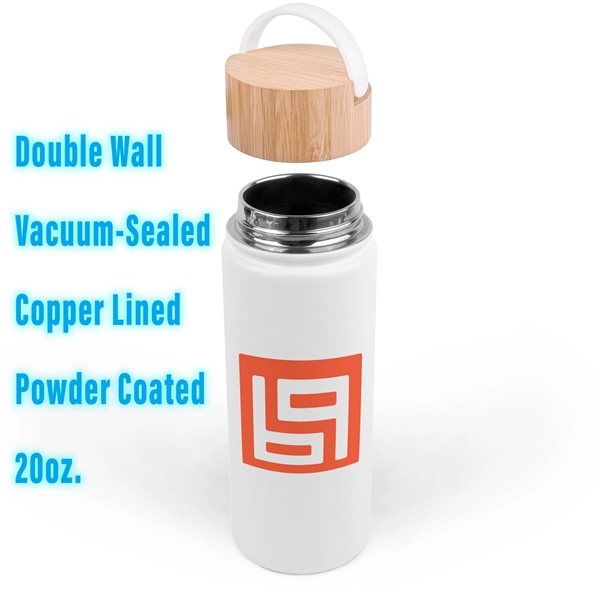 20 oz. Vacuum-Sealed Stainless Water Bottle with Bamboo Lid - 20 oz. Vacuum-Sealed Stainless Water Bottle with Bamboo Lid - Image 4 of 9