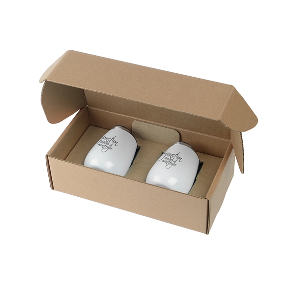 Set of 6 Stemless Wine Glasses Gift Box, 15oz, Clear Sold by at Home