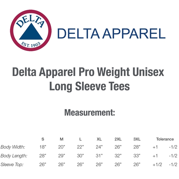 Delta 5.2 oz 100% Cotton Preshrunk Unisex Long Sleeve Tshirt - Delta 5.2 oz 100% Cotton Preshrunk Unisex Long Sleeve Tshirt - Image 32 of 32