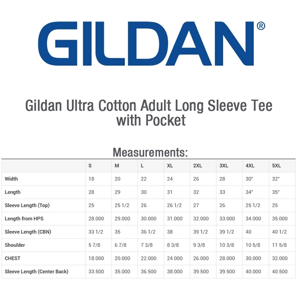 Gildan Ultra Cotton 6.1 oz 100% Preshrunk Long Sleeve Tshirt - Gildan Ultra Cotton 6.1 oz 100% Preshrunk Long Sleeve Tshirt - Image 7 of 7