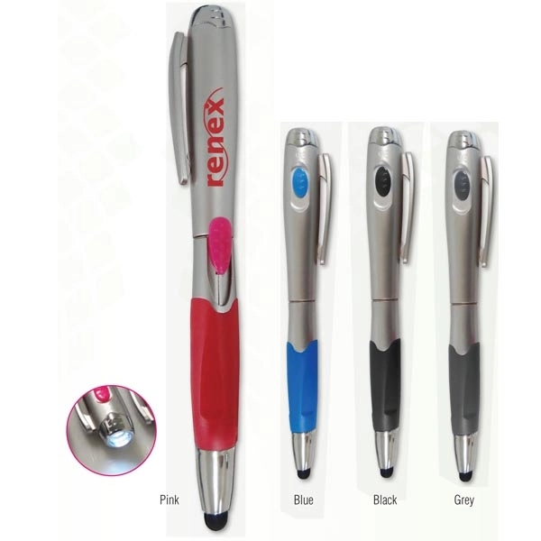 Plastic Plunger Action Ball Point Pen with Light - Plastic Plunger Action Ball Point Pen with Light - Image 0 of 4