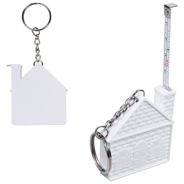 3 Ft Custom House-shaped Tape Measure in a Key Chain - 3 Ft Custom House-shaped Tape Measure in a Key Chain - Image 1 of 1
