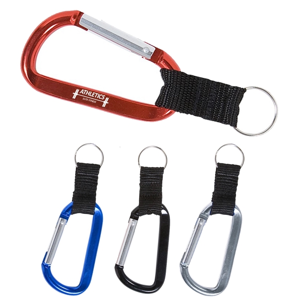 Branded Carabiner with Strap and Split Ring - Branded Carabiner with Strap and Split Ring - Image 0 of 4