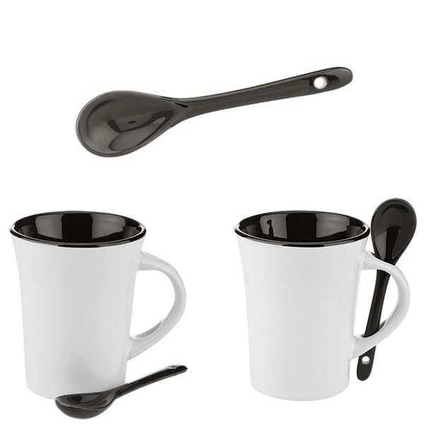 295ml Two-tone Coffee Mug w/ Spoon - 295ml Two-tone Coffee Mug w/ Spoon - Image 1 of 3