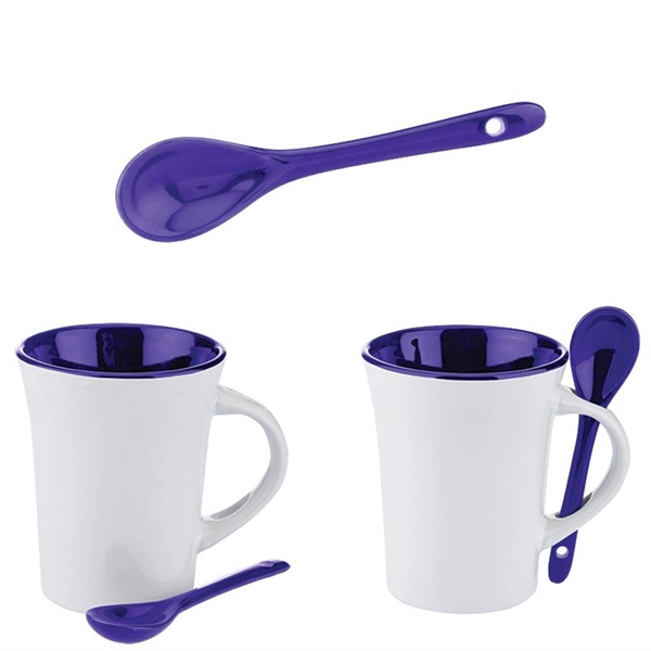 295ml Two-tone Coffee Mug w/ Spoon - 295ml Two-tone Coffee Mug w/ Spoon - Image 2 of 3