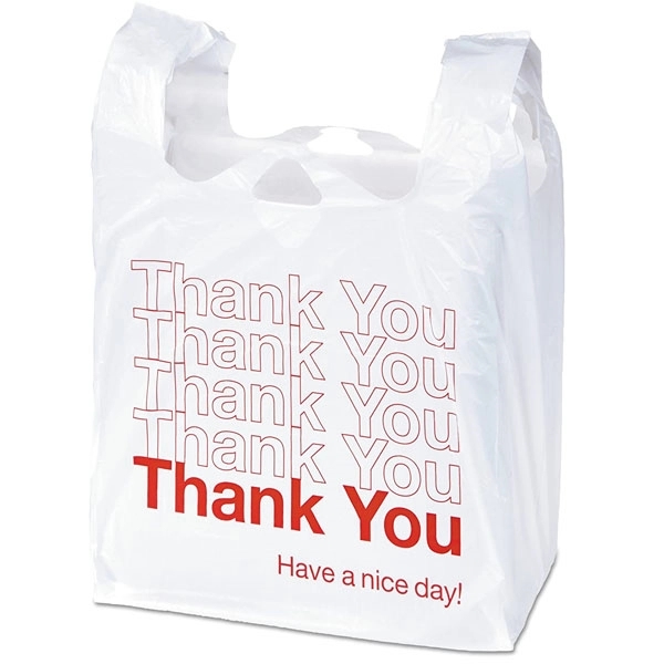 Large White Plastic Shopping T-shirt Bag - Large White Plastic Shopping T-shirt Bag - Image 0 of 6
