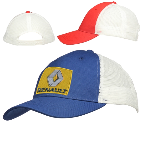 Two Tone Cotton Mesh Baseball Caps w/Custom Logo 6 Panel Hat