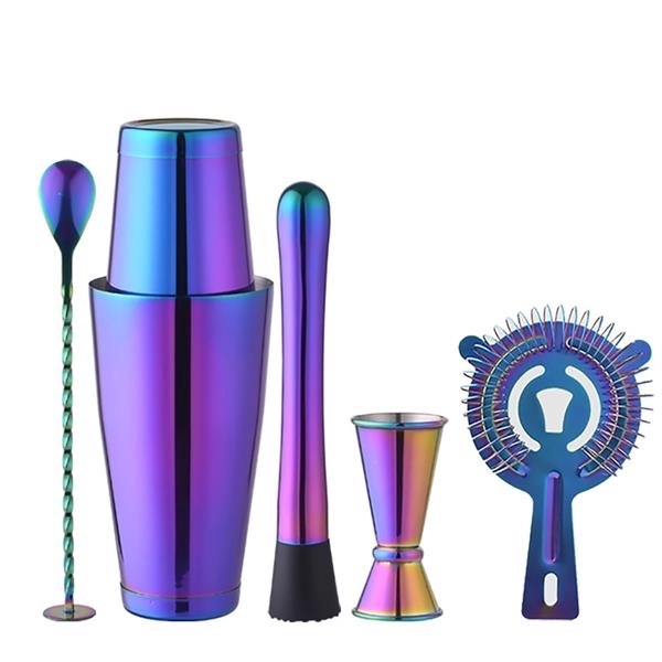 5 Pieces Stainless Steel Cocktail Shaker - 5 Pieces Stainless Steel Cocktail Shaker - Image 0 of 3