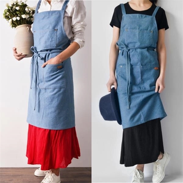 Durable multifunctional cotton denim apron - Durable multifunctional cotton denim apron - Image 3 of 4