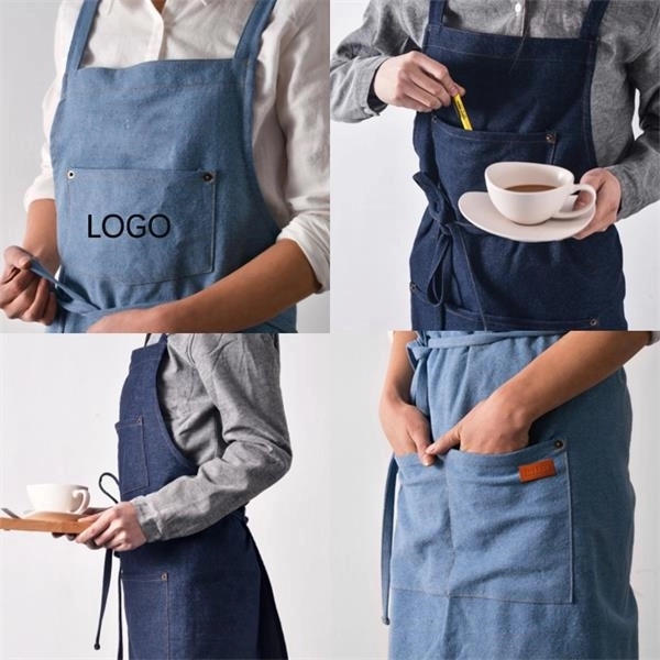 Durable multifunctional cotton denim apron - Durable multifunctional cotton denim apron - Image 4 of 4