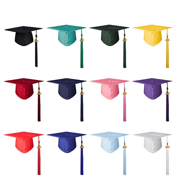 Shiny Fabric Graduation Cap with Tassel - Shiny Fabric Graduation Cap with Tassel - Image 0 of 2