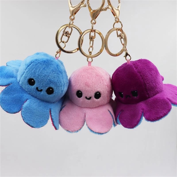 Reversible Octopus Plush Keychain - Reversible Octopus Plush Keychain - Image 0 of 5