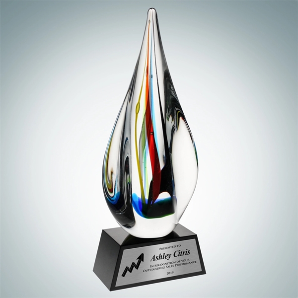 Art Glass Candy Stripes Award w/Black Base and Silver Plate
