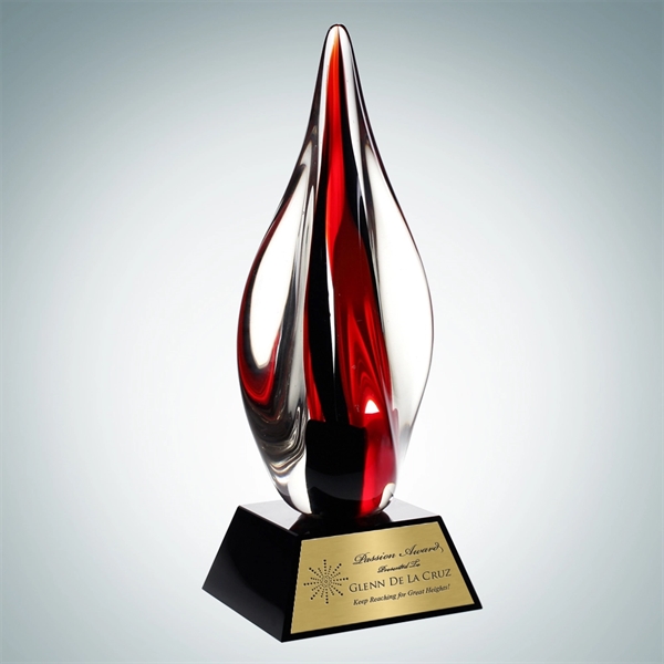 Art Red Contemporary w/Black Crystal Base and Gold Plate