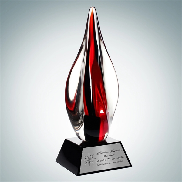 Art Red Contemporary w/Black Crystal Base and Silver Plate