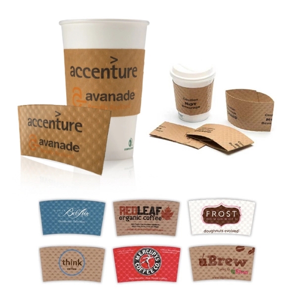Kraft Paper Cup Sleeve Fits 10-20oz  With Texture
