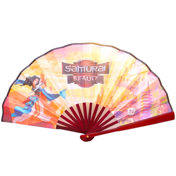 Traditional Bamboo Hand Fan - Premium Silky Fabric - Traditional Bamboo Hand Fan - Premium Silky Fabric - Image 3 of 5