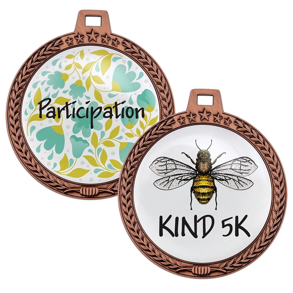 3" Medal w/ Wreath & Star Border 2-Sided Imprint - 3" Medal w/ Wreath & Star Border 2-Sided Imprint - Image 2 of 6