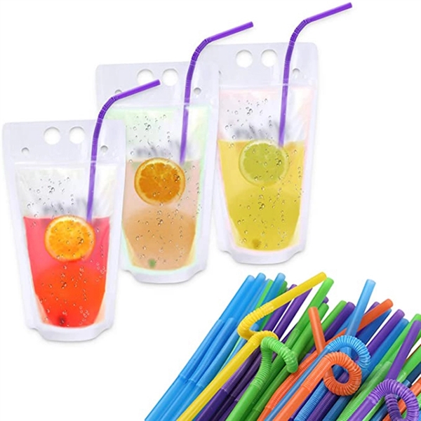 16oz Frosted Drink Pouches with Straw - 16oz Frosted Drink Pouches with Straw - Image 2 of 2