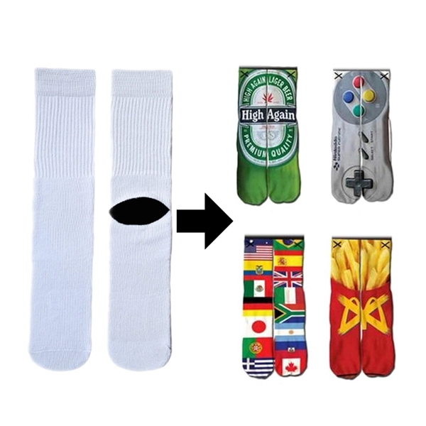 Custom Cotton Dress Sock Full Color Sublimation - Custom Cotton Dress Sock Full Color Sublimation - Image 1 of 4