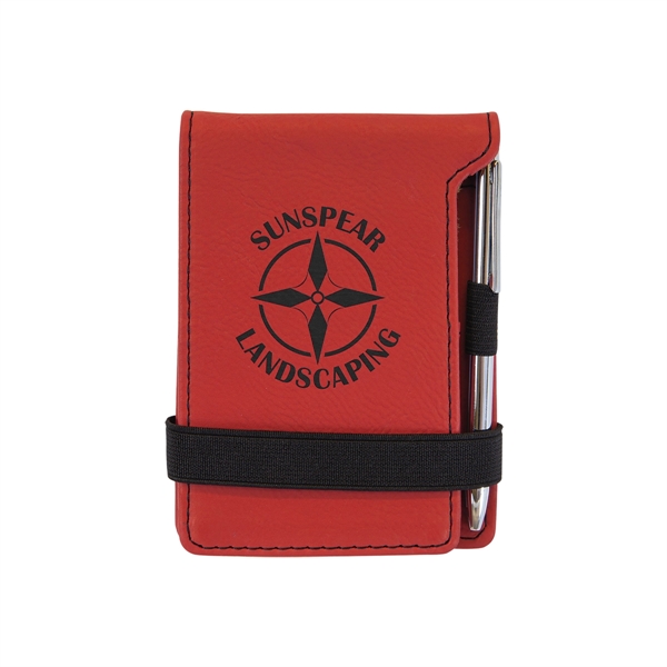 Red Leatherette Mini Notepad with Pen - Red Leatherette Mini Notepad with Pen - Image 0 of 1
