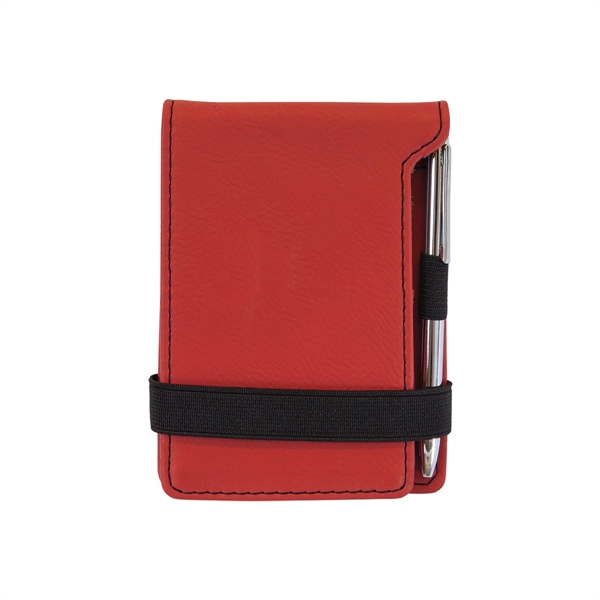 Red Leatherette Mini Notepad with Pen - Red Leatherette Mini Notepad with Pen - Image 1 of 1
