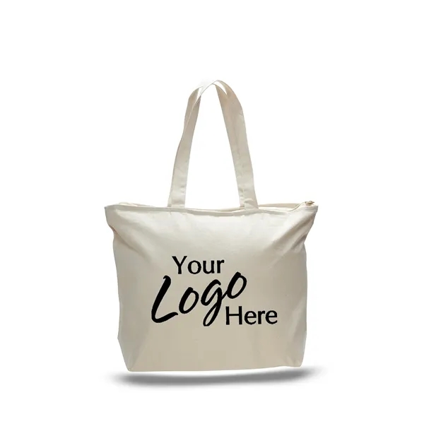 Canvas Zipper Tote 20" W x 15" H with 5" Gusset Bag - Canvas Zipper Tote 20" W x 15" H with 5" Gusset Bag - Image 4 of 9