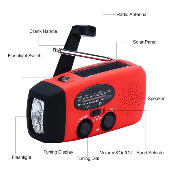 Hand Crank Self Powered AM/FM NOAA Solar Weather Radio - Hand Crank Self Powered AM/FM NOAA Solar Weather Radio - Image 1 of 1