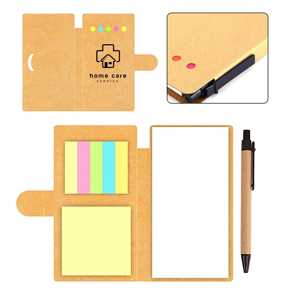 Kraft Paper Sticky Notebook With Pen - Kraft Paper Sticky Notebook With Pen - Image 0 of 0