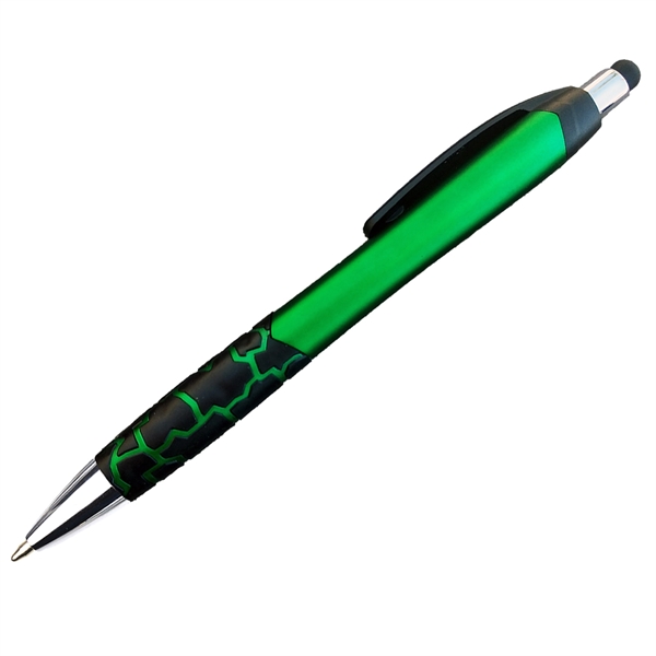 Matte Barrel Ballpoint Pen w/ Rubber Grips & Stylus - Matte Barrel Ballpoint Pen w/ Rubber Grips & Stylus - Image 1 of 6