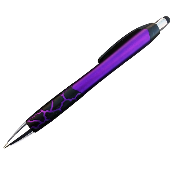 Matte Barrel Ballpoint Pen w/ Rubber Grips & Stylus - Matte Barrel Ballpoint Pen w/ Rubber Grips & Stylus - Image 3 of 6