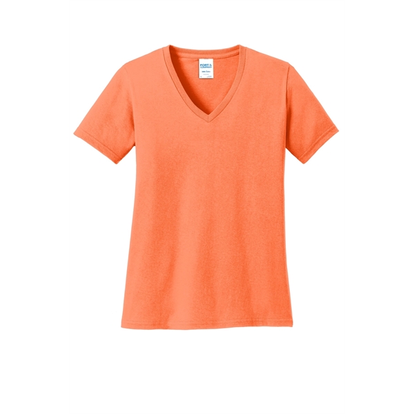 Port & Company Women's Core Cotton V-Neck Tee. - Port & Company Women's Core Cotton V-Neck Tee. - Image 119 of 135