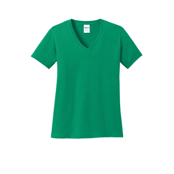 Port & Company Women's Core Cotton V-Neck Tee. - Port & Company Women's Core Cotton V-Neck Tee. - Image 124 of 135